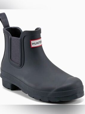 Women's Original Chelsea Boots Blue Slip-On Rubber Ankle Boots Navy/Hunter/Navy